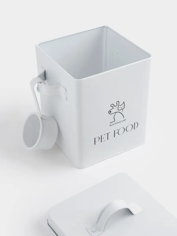 Құрғақ азыққа арналған контейнер, 2,7 л, қасығы бар, металл, сарғыш, Мысық пен Ит, Animals keep, image-4