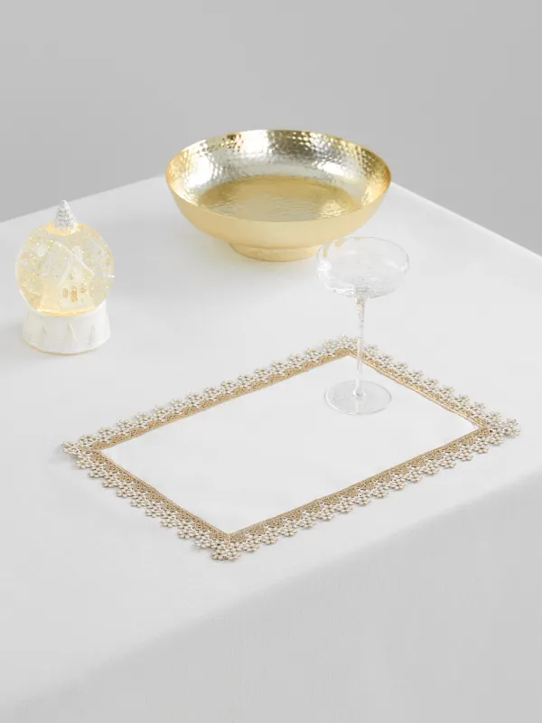 Салфетка под приборы, 30х45 см, Цветочное кружево, Flower lace gold, image-5