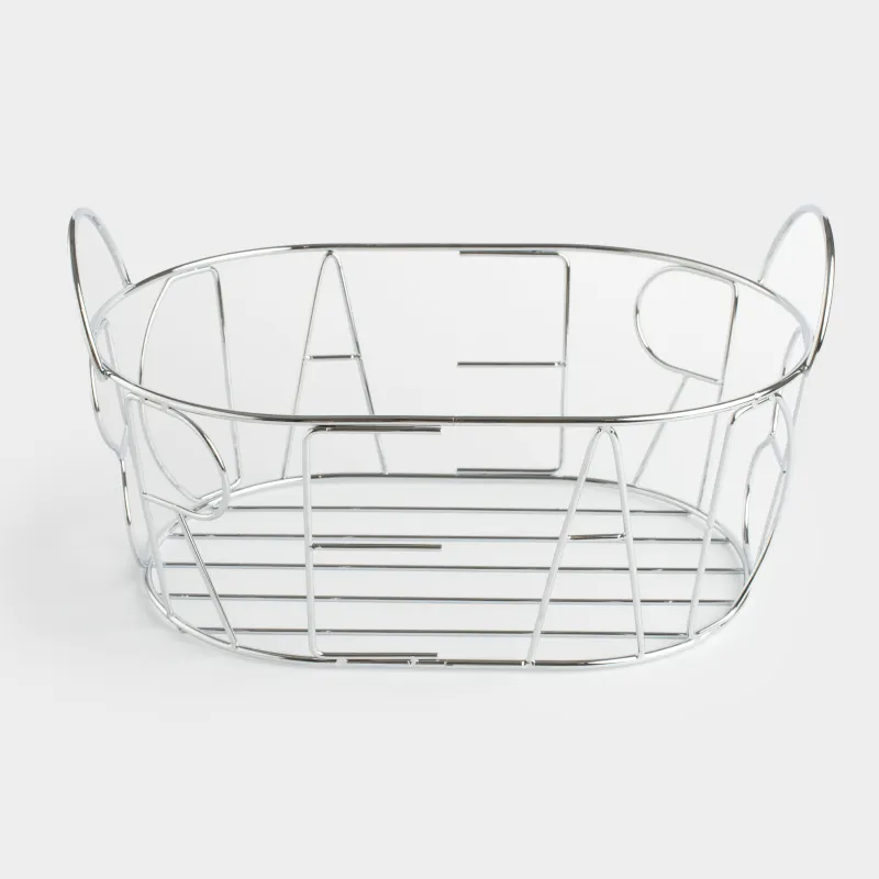 Нан себеті, 30х21 см, мақта/болат, сопақ, күміс, нан, Twist silver, image-3