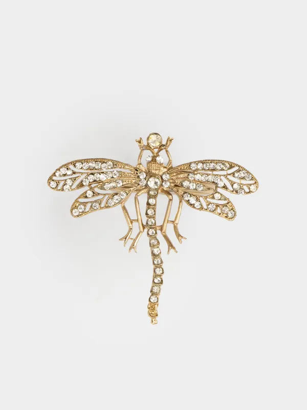 Кольцо для салфеток, 8 см, металл/стразы, золотистое, Стрекоза, Dragonfly, image-1