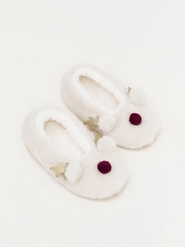 Әйелдер тәпішке-шұлықтары, үйге арналған, өлшемі 36-38, жасанды үлбір/шерпа, сарғылт-қоңыр, Бұғы, Funny warm, image-4