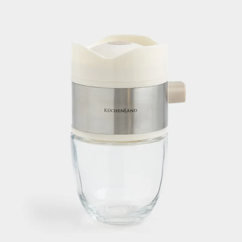 Тұз немесе бұрышқа арналған ыдыс, 12 см, түймесі бар, шыны/пластик, сүт түстес, Milk kitchen