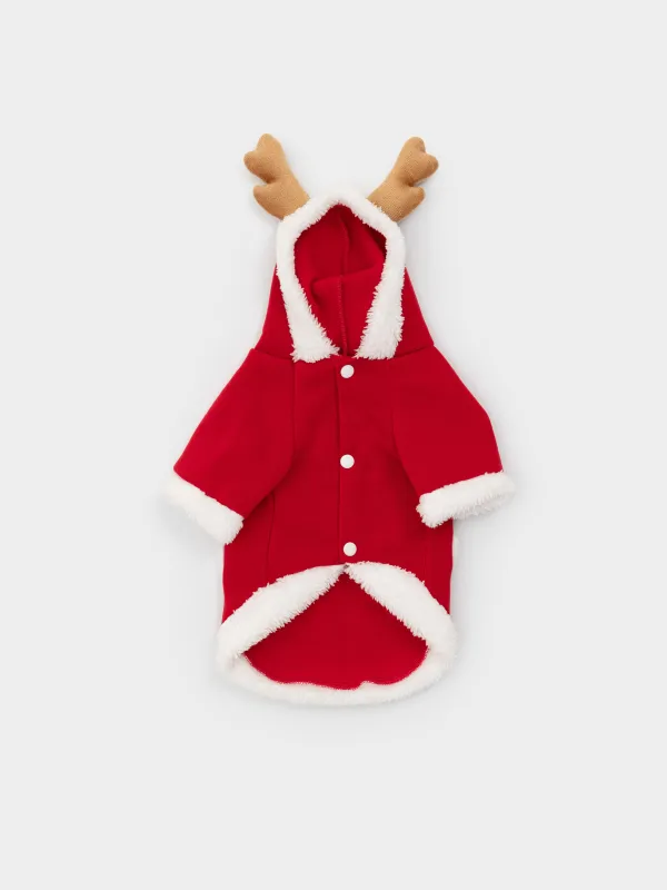 Жануарларға арналған костюм, 40 см, өлшемі L/XL, карнавалдық, полиэстер, қызыл, Қолғаптар, Christmas pet, image-0