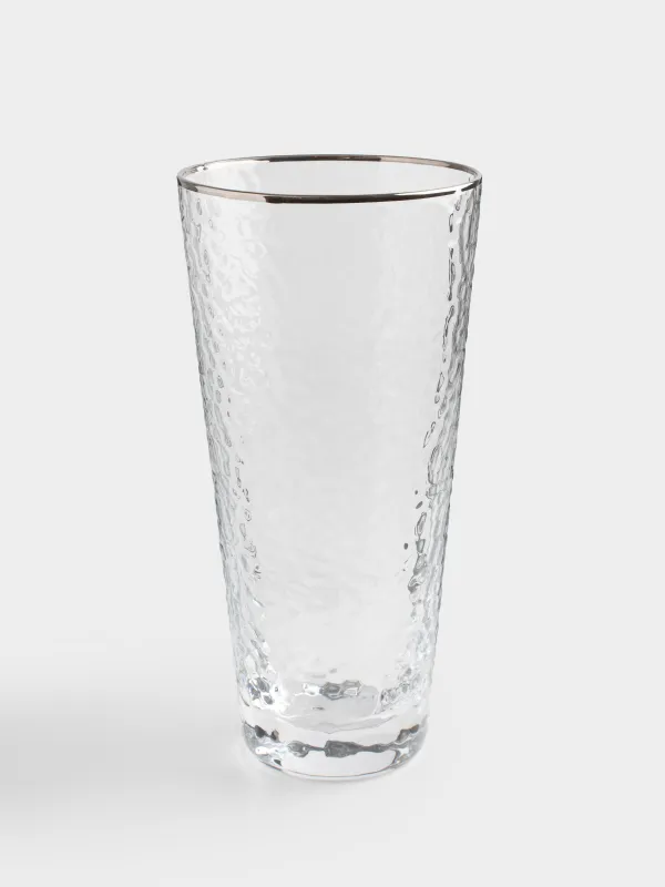 Стақан, 17 см, 450 мл, шыны, күміс жиегі бар, Ripply silver, image-0
