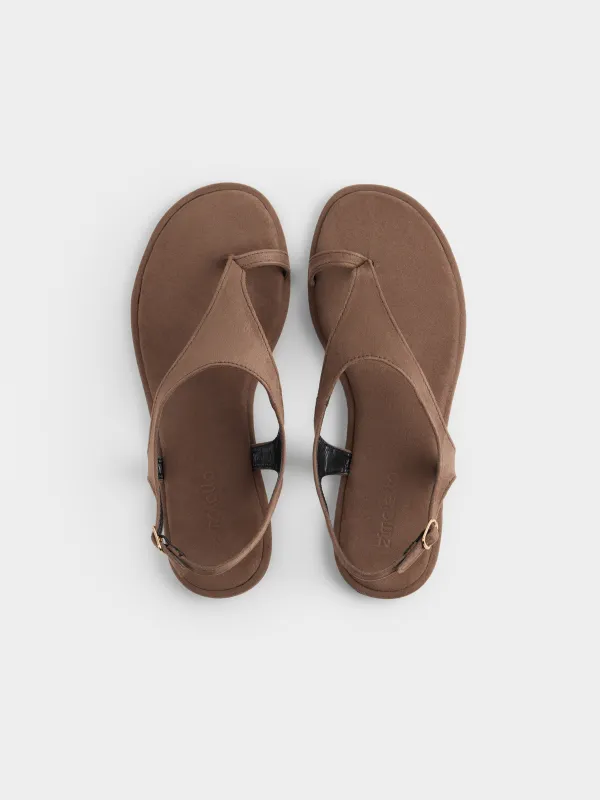 Әйелдерге арналған сандалдар, өлшемі 36, жасанды күдері/резеңке, қоңыр, Maimie, image-1