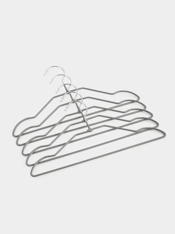 Вешалка-плечики, 28 см, 5 шт, детская, металл с покрытием, серая, Colorful house, image-1