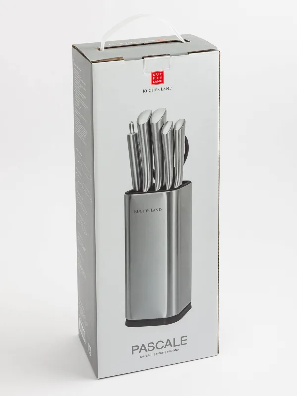 Пышақ жинағы, 6 зат, түпқоймада, көкөніс тазалағышпен/қайшымен, болат/пластик, Pascale, image-9