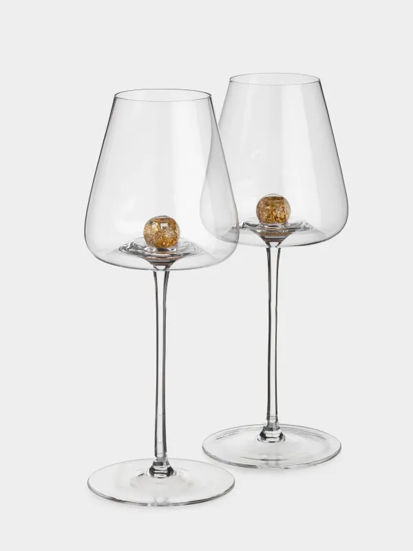 Бокал для красного вина, 450 мл, 2 шт, кристальное стекло, Янтарный шар, Sorento globular, image-2