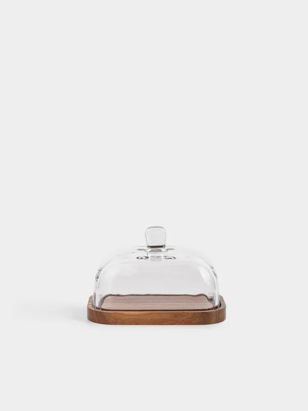 Масленка, 16 см, дерево/стекло, прямоугольная, Noble tree, image-0