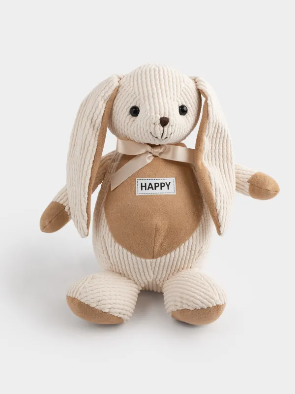 Ойыншық, 21 см, жұмсақ, полиэстер, сарғылт-қоңыр, Бантикті қоян, қоян, image-0