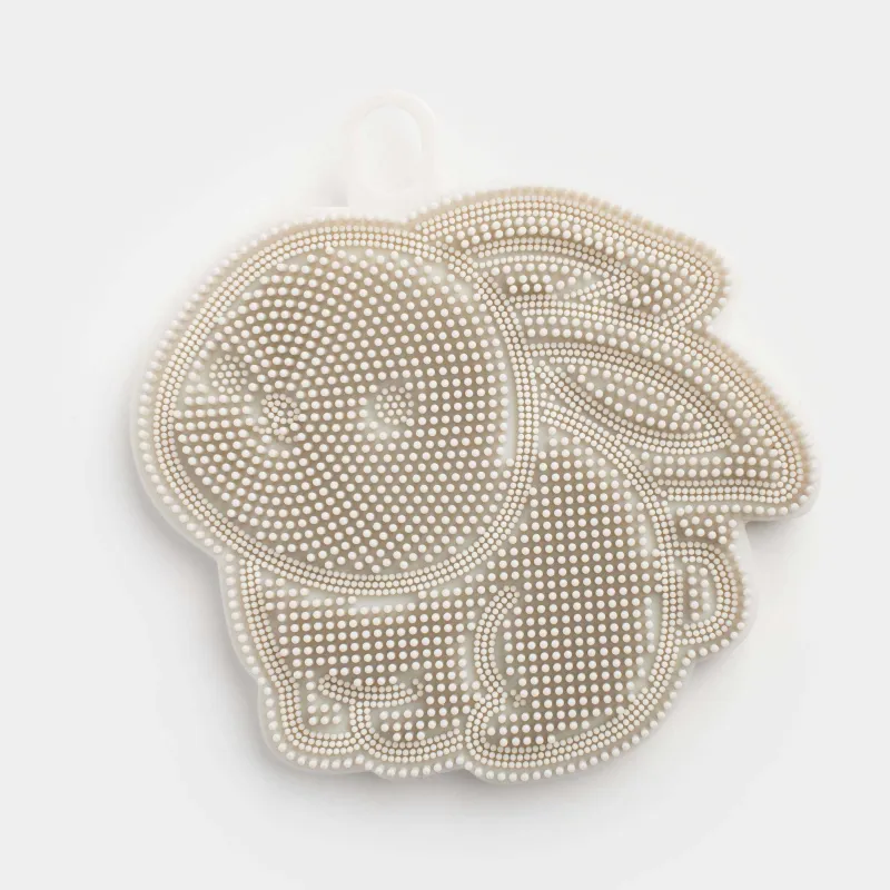 Ыдыс жууға арналған губка, 13 см, силикон, сұр, Қоян, Manny