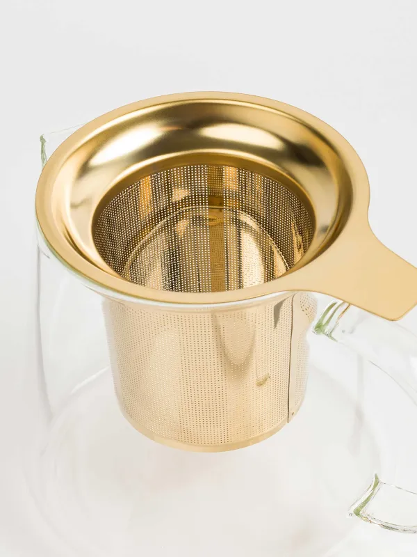 Шәйнек, 600 мл, қыздырылмалы, шыны Б/фарфор Р, сүт түстес-алтын, Ellan, image-6