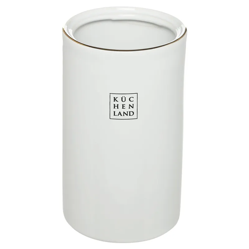 Ерш туалетный, 26 см, с подставкой, пластик/керамика, бело-золотистый, Freya, image-1