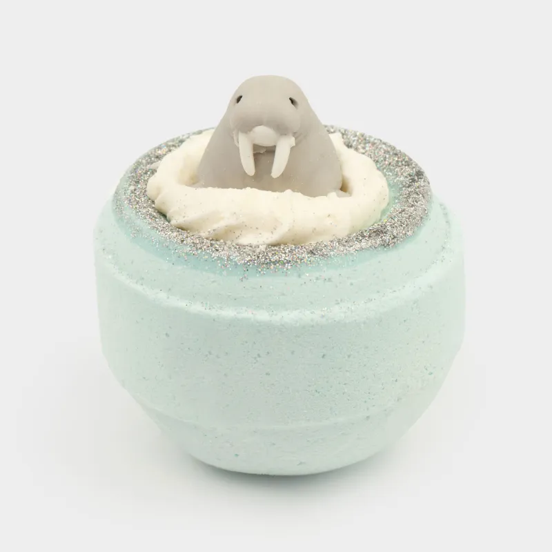 Ваннаға арналған бомба, 130 гр, ойыншығы бар, көгілдір, Маршмеллоу, Морж, Aquatic animals