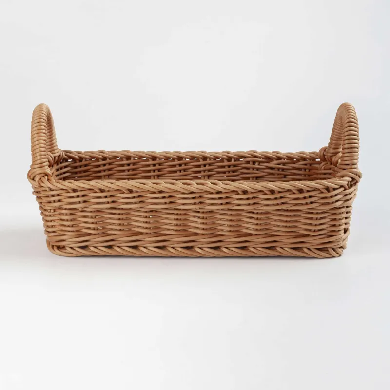 Корзина для продуктов, 28x11 см, с ручками, ротанг, прямоугольная, коричневая, Twig