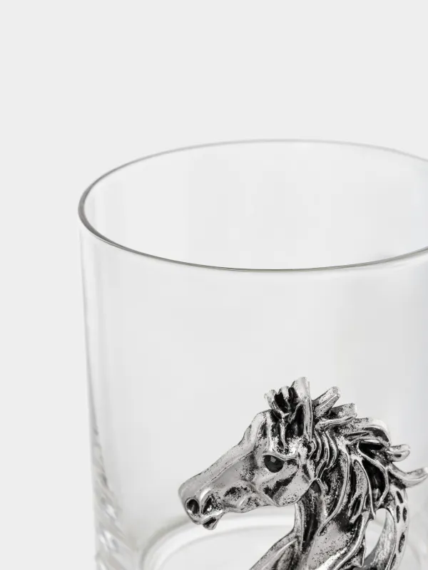 Виски стақаны, 10 см, 340 мл, шыны/металл, Күміс жылқы, Lux elements, image-2