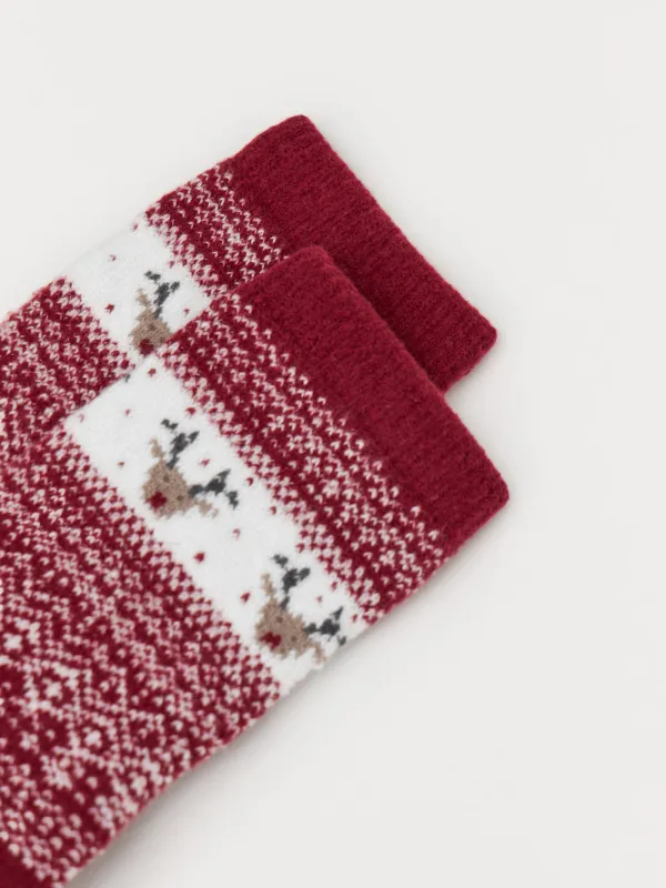 Әйелдер шұлықтары, өлшемі 36-38, полиэстер, қызыл, Бұғы, Fleece, image-1