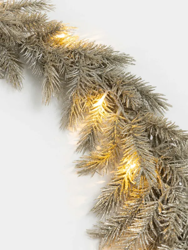 Бұтақ гирляндия, 1,5 м, жарықтандырылған, пластик, шампань, жарқыраған шырша бұтағы, Light decor, image-2