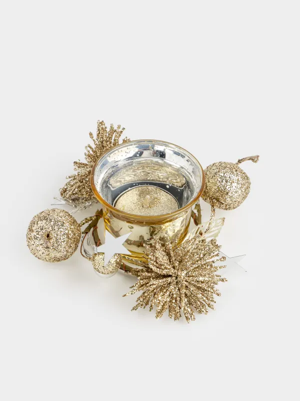 Шам ұстағыш, 11х7 см, шай шамына арналған, шамы бар, шампан, Алма, Apple garden, image-2