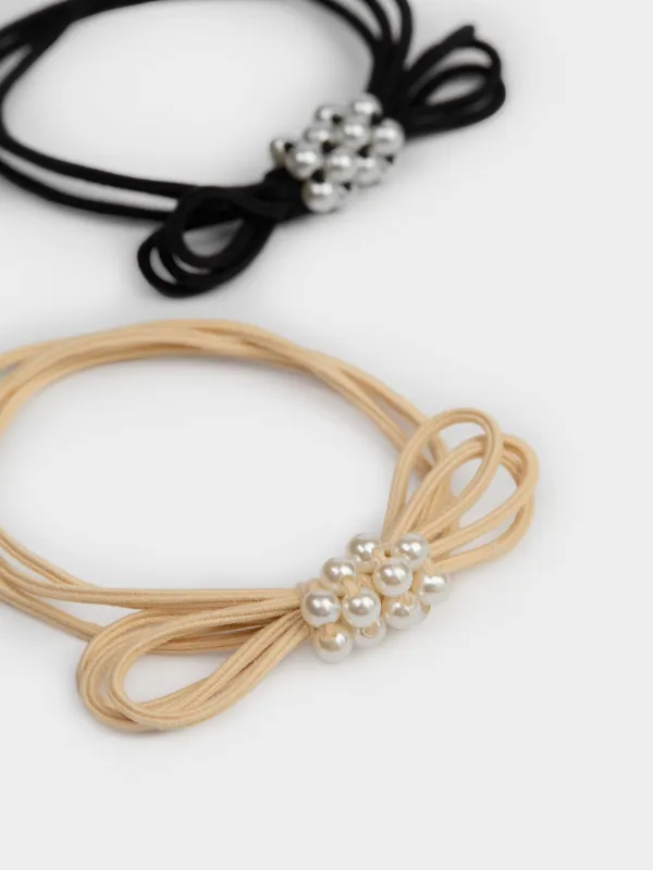 Набор резинок для волос, 2 шт, черный/бежевый, Gracile, image-1