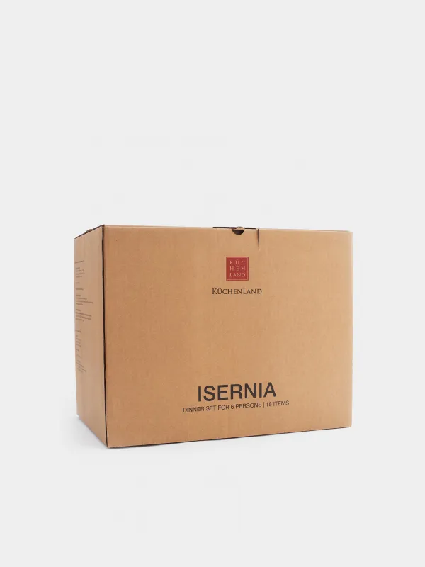 Сервиз обеденный, 6 перс, 18 пр, керамика, черно-белый, в крапинку, Isernia, image-6