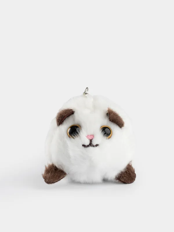 Салпыншақ, 9 см, жұмсақ, бұралатын, полиэстер/пластик, ақ, Мысық, Cat, image-4