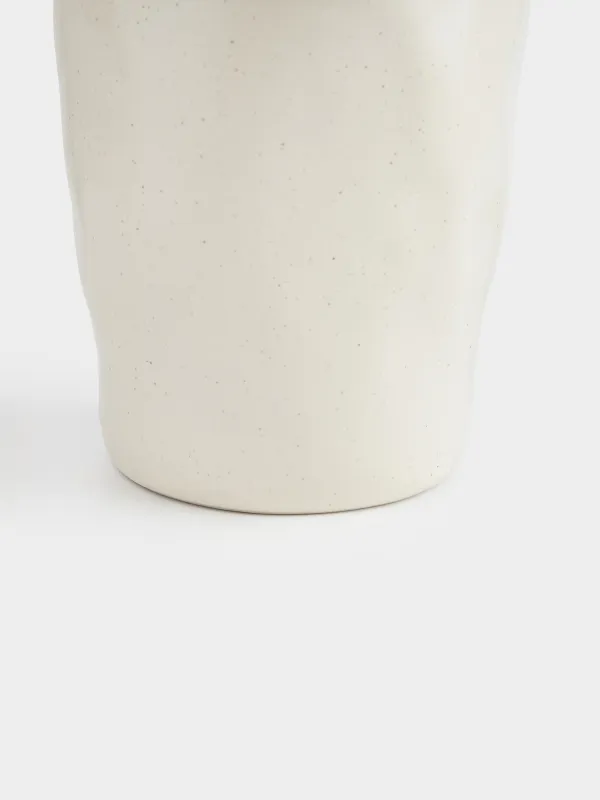 Стақан, 10 см, 300 мл, керамика, сүт түстес, Мыжылған әсер, Crumple creme, image-3