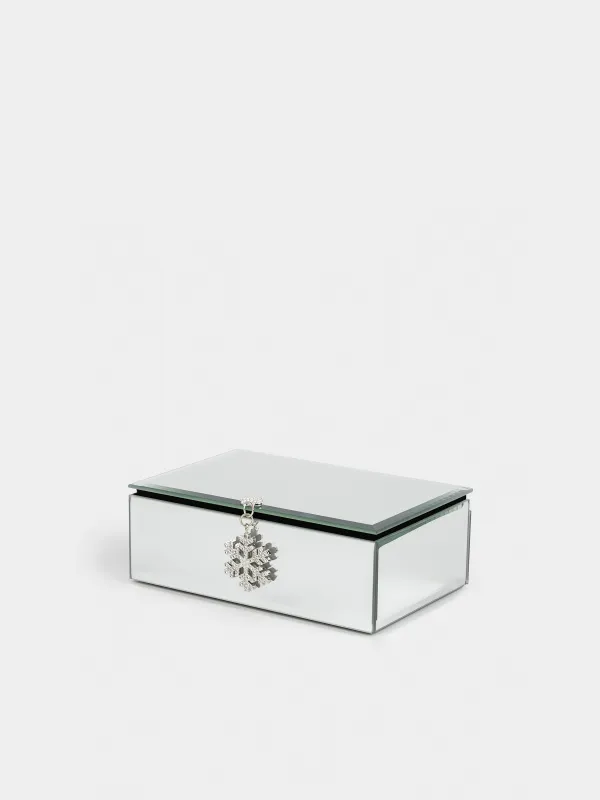 Зергерлік қобдиша, 15х10 см, шыны, айнасы бар, Қар ұшқыны, Glossy, image-0