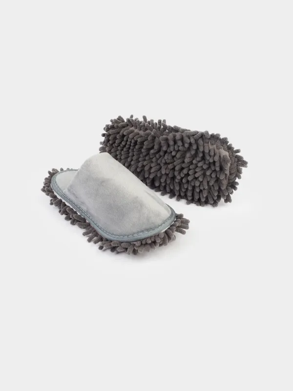 Тәпішке-сүрткіштер, 28 см, алмалы-салмалы табаны бар, микрофибра, сұр, Clean, image-4