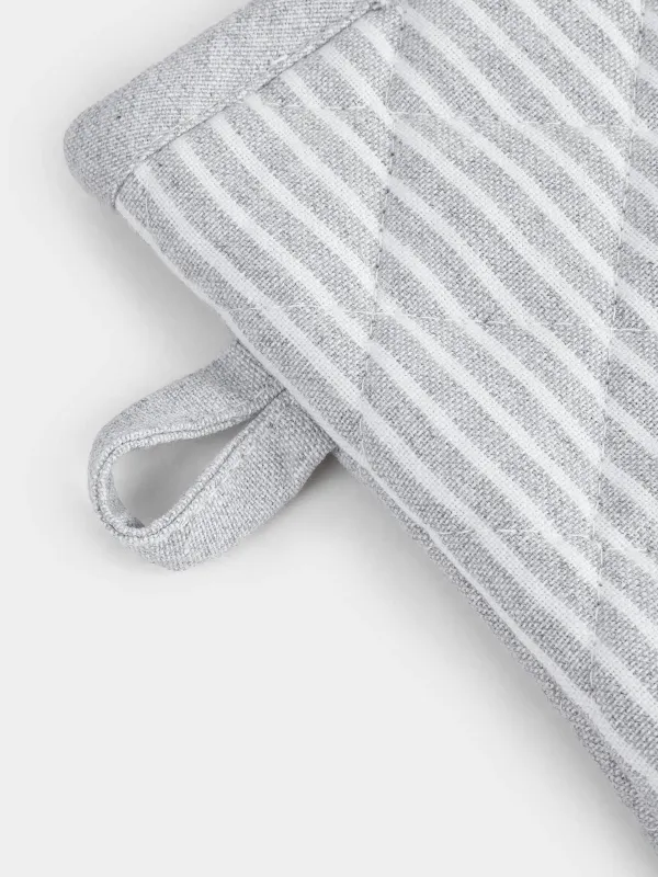 Прихватка-варежка, 17x33 см, хлопок, светло-серая, Полосы, Stripe kitchen, image-4