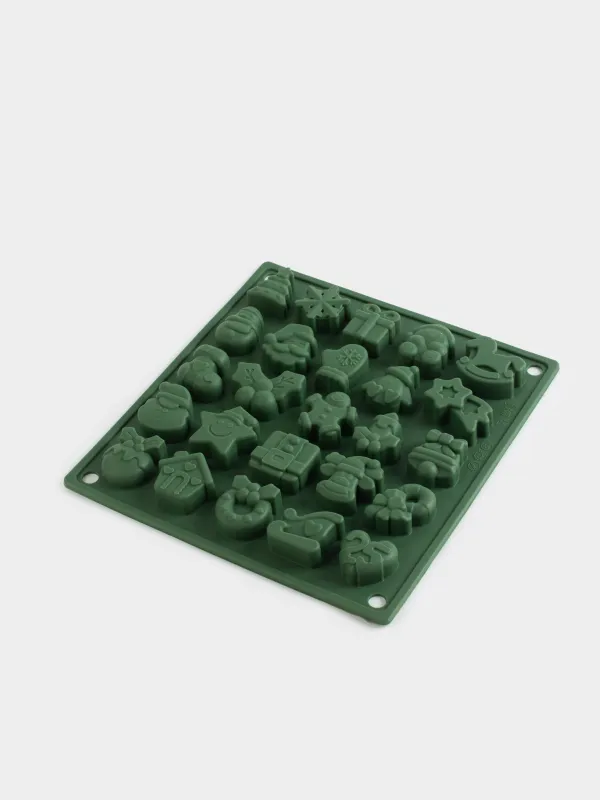 Мұз бен шоколадқа арналған қалып, 19х18 см, 25 бөлім, силикон, жасыл, Мерекелік атрибуттар, Bakery color, image-1