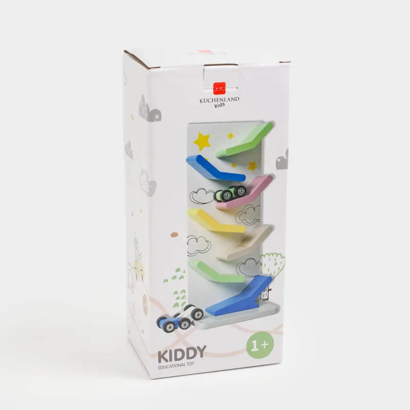 Ойыншық, 27 см, ағаш, Көліктері бар жарыс жолы, Kiddy, image-5