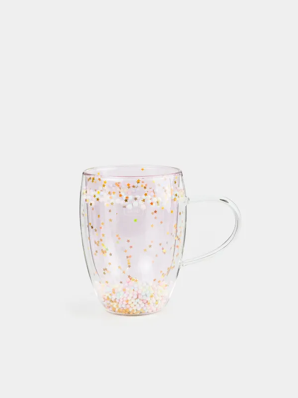 Кружка, 330 мл, шарлармен, Шыны B, қызғылт, Жұлдыздар, Air sparkly, image-0