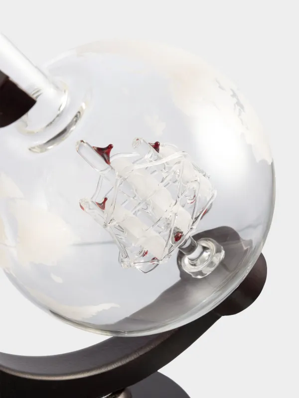 Графин, 650 мл, на подставке, стекло Б/дерево, Глобус с кораблем, Bar, image-6