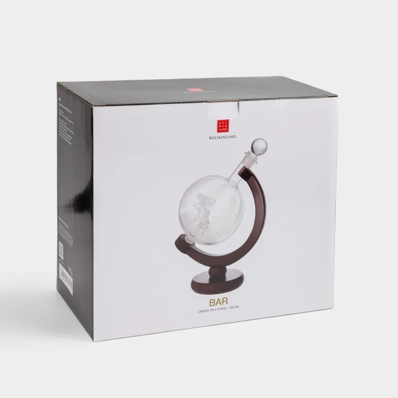 Графин, 650 мл, на подставке, стекло/дерево, Глобус с лосем, Bar, image-5