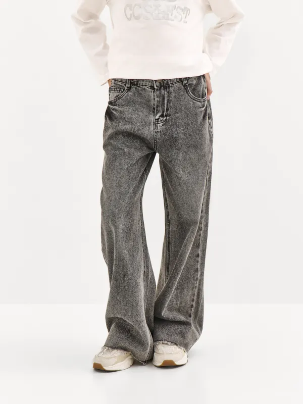 Джинсы детские, р. 122 см, для девочек, хлопок/полиэстер, светло-серые, Carmina, image-1