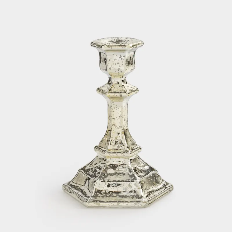 Шам ұстағыш, 14 см, жіңішке шамға арналған, аяқты, шыны, шампан, Patina