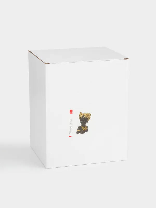 Сәндік ваза, 19 см, полирезин, қара және алтын, Жемісі бар қыз, Ethnic girls, image-4