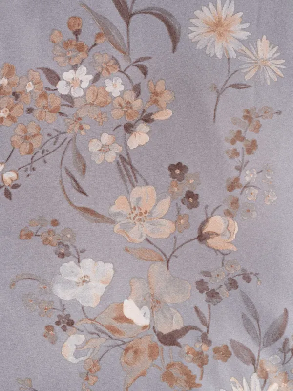 КПБ евро, тенсель 300 ТС, серый, Цветы и листья, Tencel, image-3