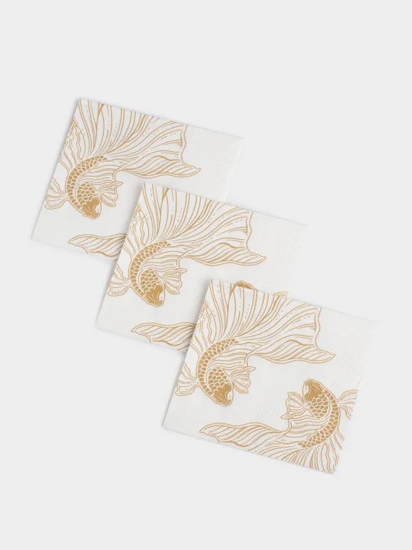 Қағаз майлықтар, 21х21 см, 20 дана, шаршы, ақ, Балық, Goldfish, image-2