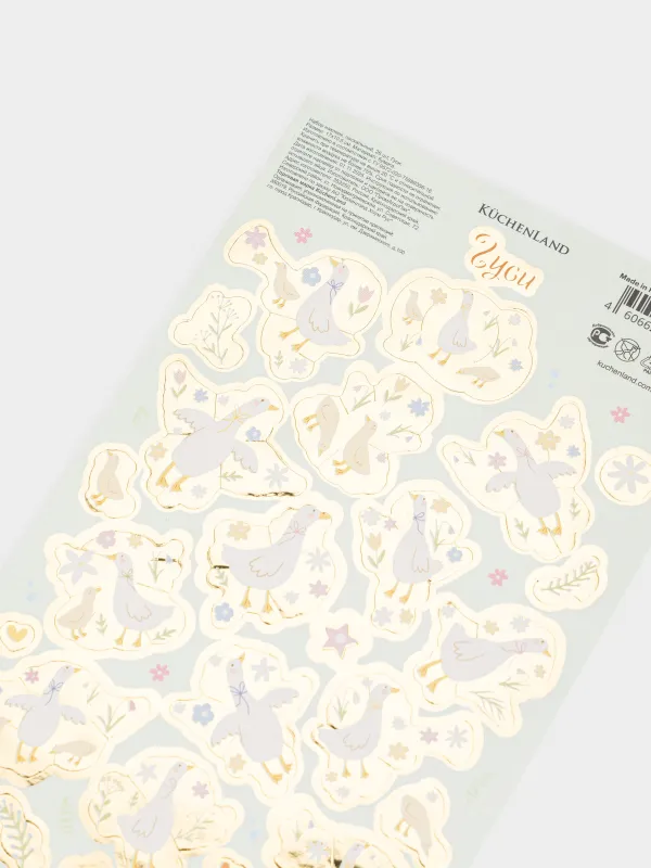 Набор наклеек для яиц, 17х10 см, 26 шт, пасхальный, ПВХ, Гуси, Easter decal, image-1