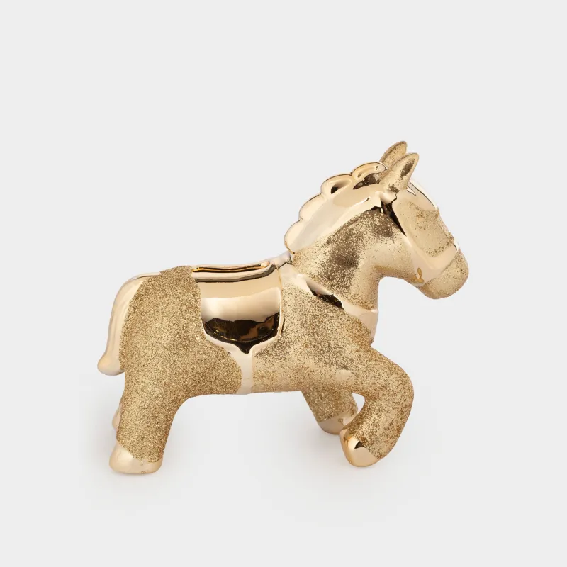 Ақша жәшігі, 14 см, фарфор Р, алтын, Жылқы, Horse gold
