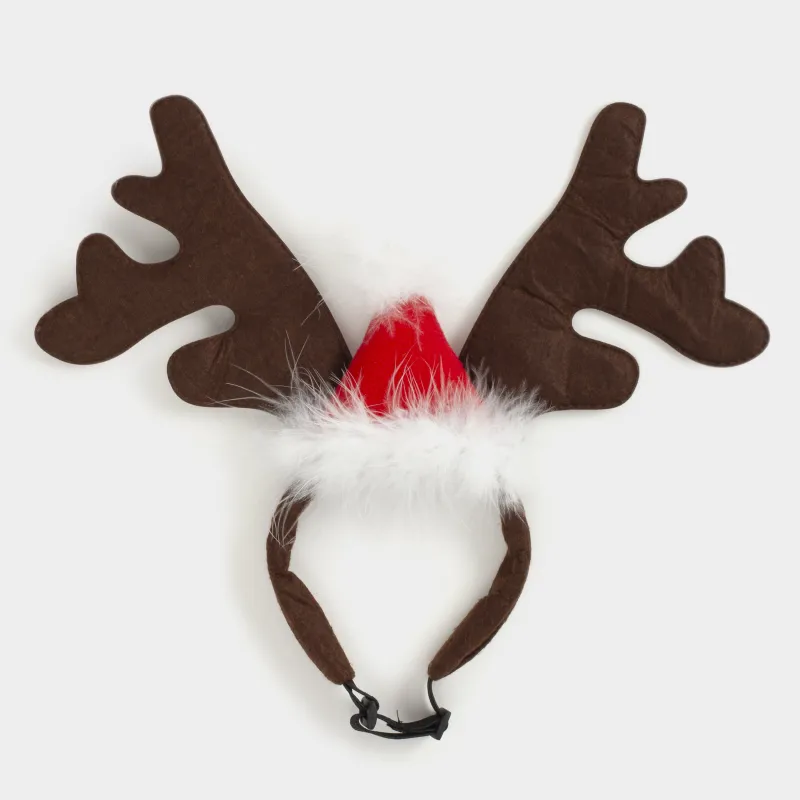 Иттерге арналған карнавал жиегі, 32х28 см, полиэстер, қоңыр, Бұғы мүйізі, Christmas pet, image-0