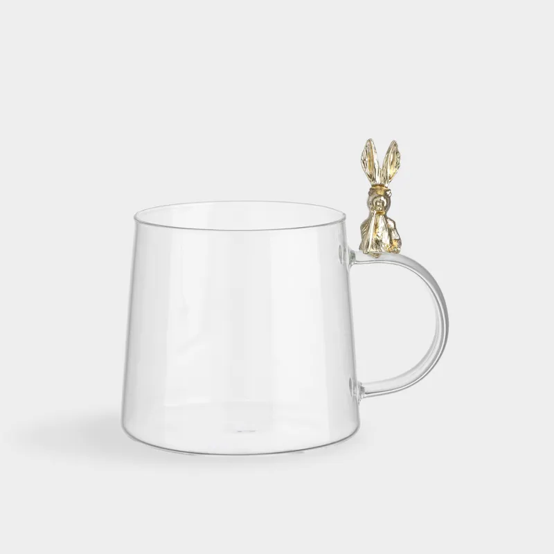 Кружка, 550 мл, стекло Б, Золотистый кролик на ручке, Shape