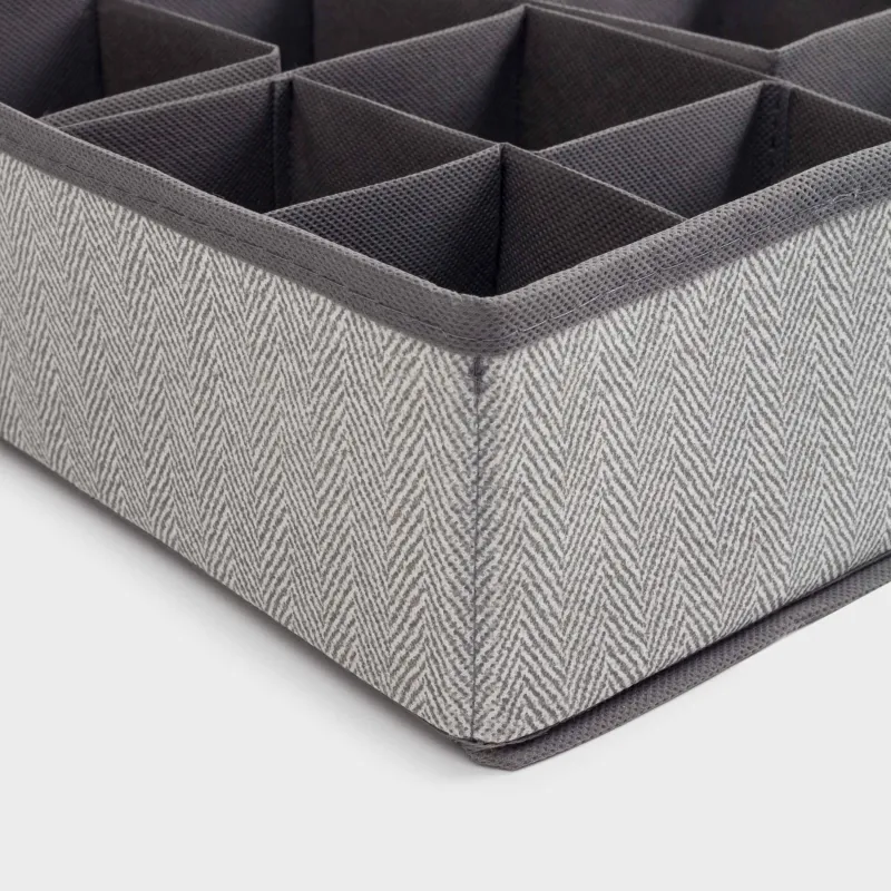 Жәшіктерге арналған ұйымдастырушы-бөлгіш, 32х24 см, 12 бөлім, тоқыма, сұр, Pedant new, image-1