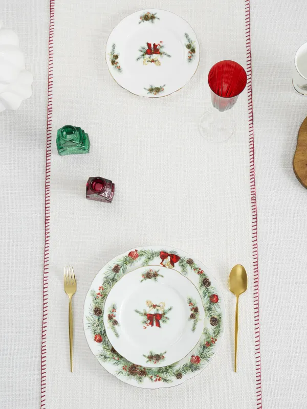 Дорожка настольная, 40х160 см, со строчкой, полиэстер, молочная, Рогожка, Gunny traditions, image-6