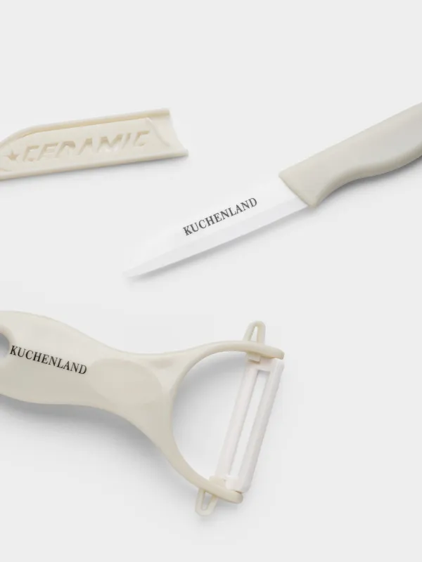 Көкөністерді тазартуға арналған жинақ, 2 зат, пышақ/көкөніс тазартқыш, керамика/пластик, сарғылт, Extra-light, image-2