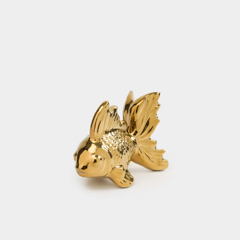 Мүсінше, 7 см, керамика, алтын, Балық, Goldfish
