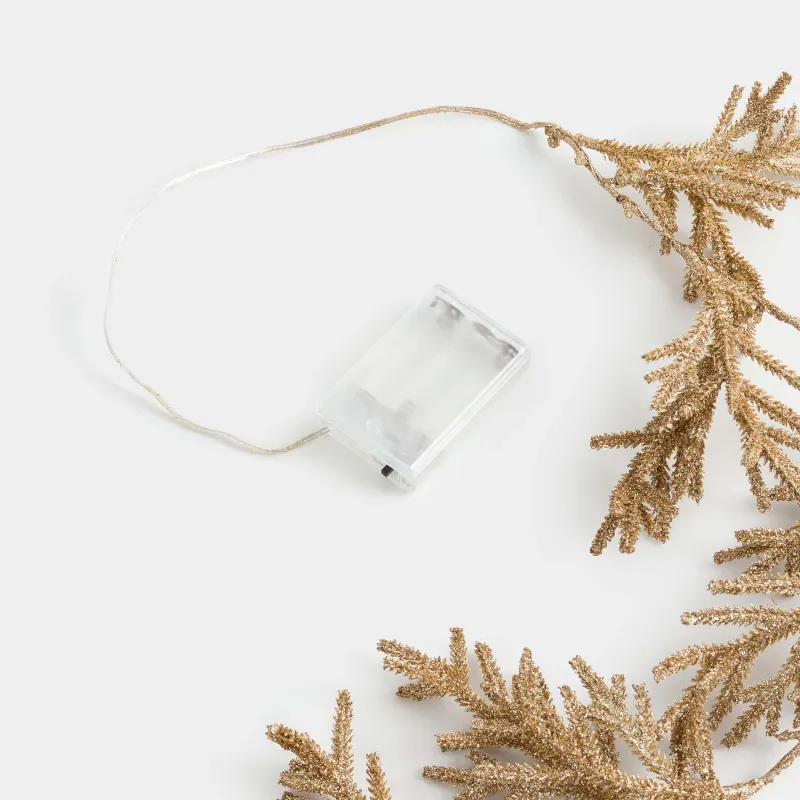 Ветка-гирлянда декоративная, 2 м, с подсветкой, пластик, шампань, Хвоя, Sparkle decor, image-5