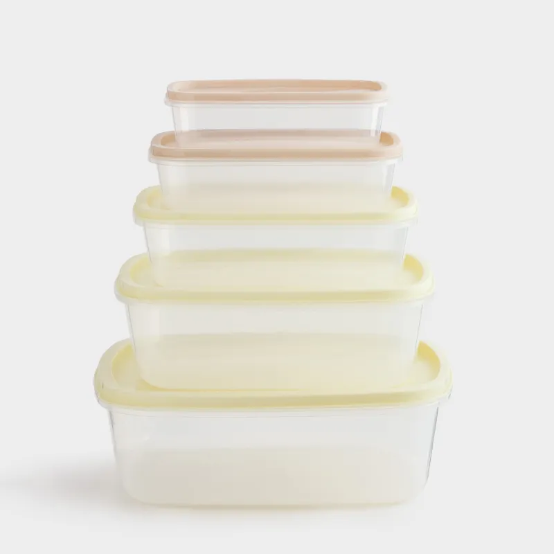 Контейнерлер жинағы, 5 дана, пластик, тікбұрышты, сүт/сұр-қоңыр, Rista